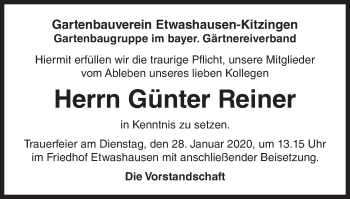 Anzeige von Günter Reiner von MGO
