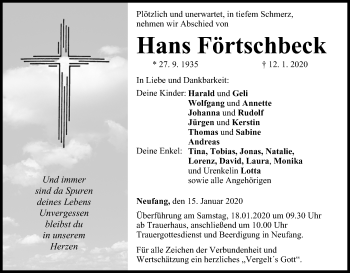 Anzeige von Hans Förtschbeck von MGO