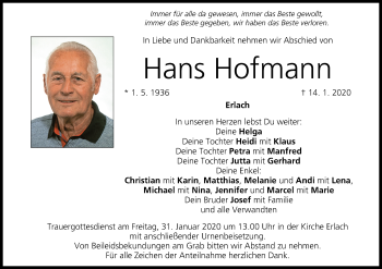 Anzeige von Hans Hofmann von MGO