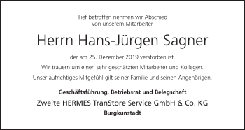 Anzeige von Hans-Jürgen Sagner von MGO