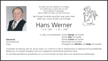 Anzeige von Hans Werner von MGO