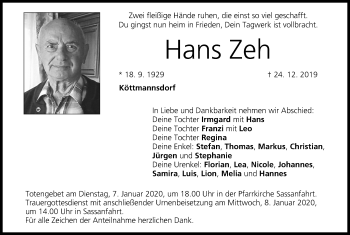 Anzeige von Hans Zeh von MGO