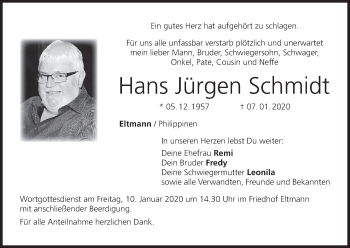 Anzeige von Hans Jürgen Schmidt von MGO