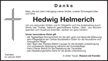 Anzeige von Hedwig Helmerich von MGO