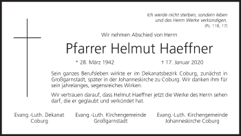 Anzeige von Helmut Haeffner von MGO