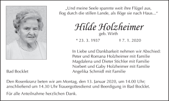 Anzeige von Hilde Holzheimer von MGO