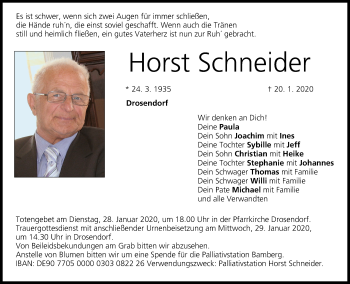 Anzeige von Horst Schneider von MGO