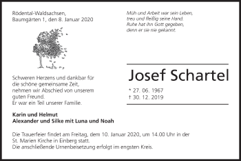 Anzeige von Josef Schartel von MGO