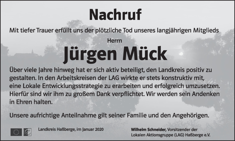  Traueranzeige für Jürgen Mück vom 07.01.2020 aus MGO