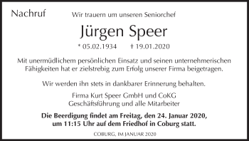 Anzeige von Jürgen Speer von MGO
