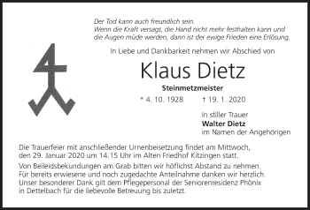 Anzeige von Klaus Dietz von MGO