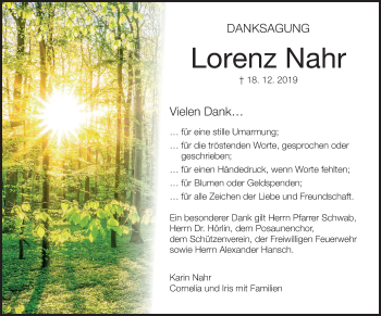 Anzeige von Lorenz Nahr von MGO