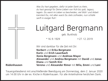 Anzeige von Luitgard Bergmann von MGO