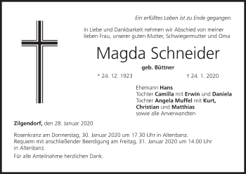 Anzeige von Magda Schneider von MGO