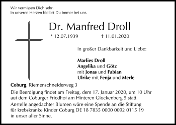 Anzeige von Manfred Droll von MGO