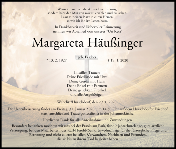 Anzeige von Margareta Häußinger von MGO