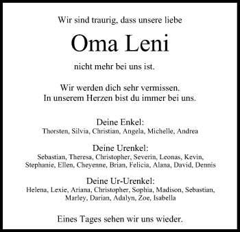 Anzeige von Oma Leni von MGO