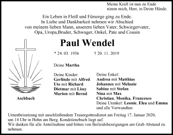 Anzeige von Paul Wendel von MGO