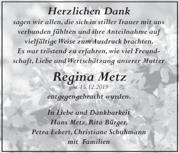 Anzeige von Regina Metz von MGO
