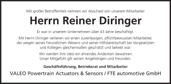 Anzeige von Reiner Diringer von MGO