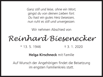 Anzeige von Reinhard Biesenecker von MGO