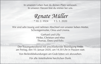 Anzeige von Renate Müller von MGO