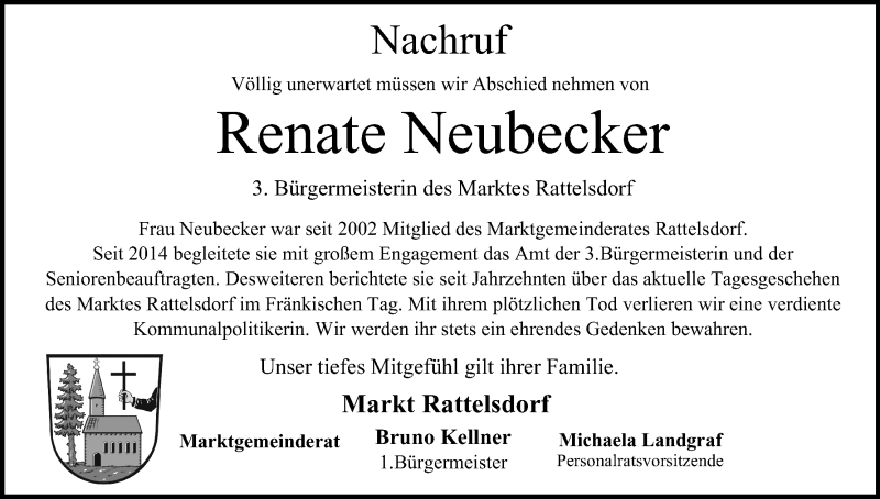  Traueranzeige für Renate Neubecker vom 21.01.2020 aus MGO