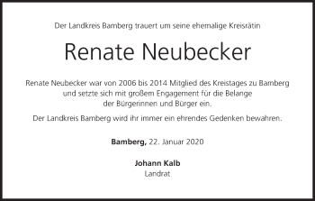 Anzeige von Renate Neubecker von MGO