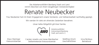 Anzeige von Renate Neubecker von MGO
