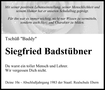 Anzeige von Siegfried Badstübner von MGO
