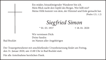 Anzeige von Siegfried Simon von MGO