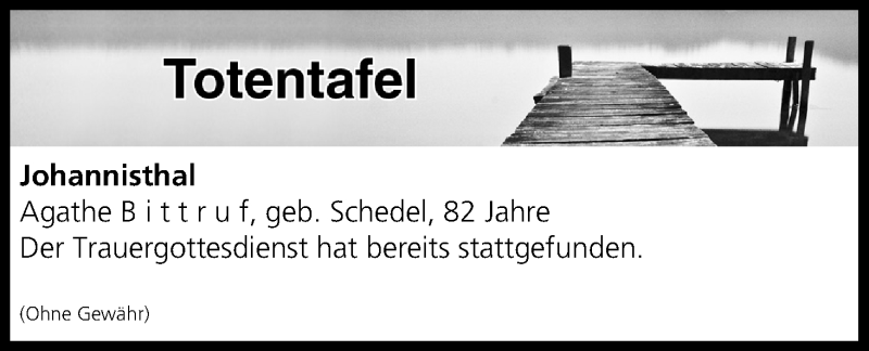  Traueranzeige für Totentafel vom 03.01.2020 vom 03.01.2020 aus MGO