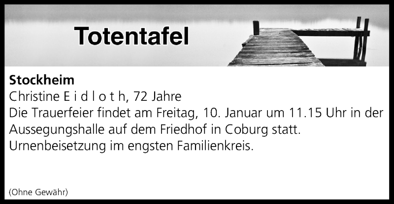  Traueranzeige für Totentafel vom 09.01.2020 vom 09.01.2020 aus MGO