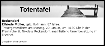 Anzeige von Totentafel vom 18.01.2020 von MGO