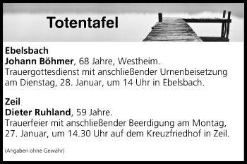 Anzeige von Totentafel vom 25.01.2020 von MGO