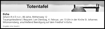 Anzeige von Totentafel vom 31.01.2020 von MGO