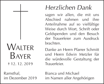 Anzeige von Walter Bayer von MGO