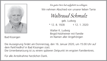 Anzeige von Waltraud Schmalz von MGO