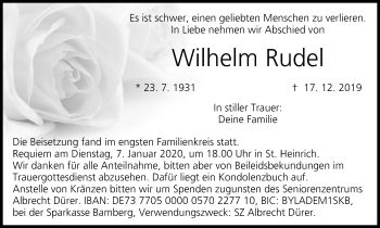 Anzeige von Wilhelm Rudel von MGO