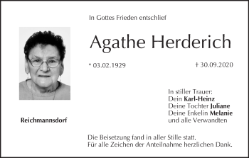 Anzeige von Agathe Herderich von MGO