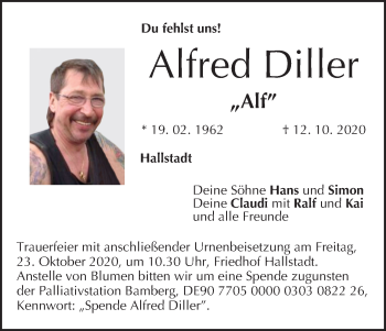 Anzeige von Alfred Diller von MGO