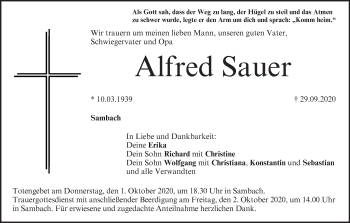 Anzeige von Alfred Sauer von MGO