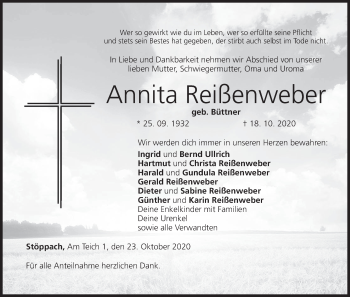 Anzeige von Annita Reißenweber von MGO