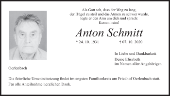 Anzeige von Anton Schmitt von MGO