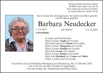 Anzeige von Barbara Neudecker von MGO