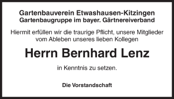 Anzeige von Bernhard Lenz von MGO