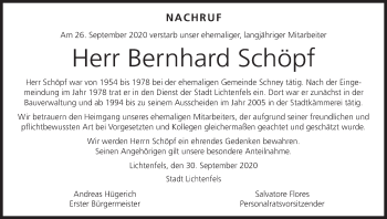 Anzeige von Bernhard Schöpf von MGO