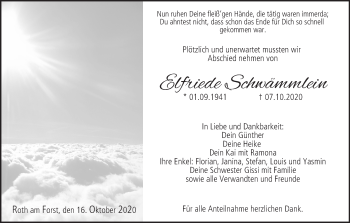 Anzeige von Elfriede Schwämmlein von MGO