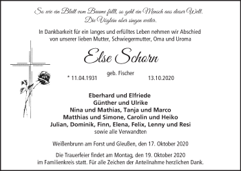 Anzeige von Else Schorn von MGO