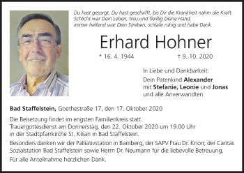 Anzeige von Erhard Hohner von MGO